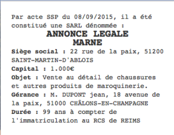 annonce legale marne